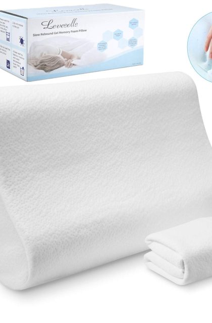 Levesolls Sandwich Pillow Adjustable Memory Foam Pillow Bamboo Pillow for Sleeping Cervical Pillow for Neck Pain Neck Support for Back Stomach Side Sleepers- Bonus 2 Pillowcase