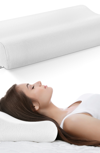 Levesolls neck support pillow orthopedic pillow Height-adjustable memory foam pillow with 2 covers 60 × 36 × 12 / 10cm